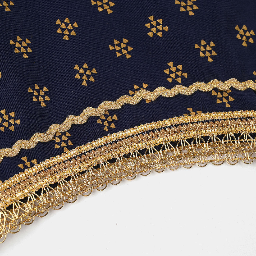 Infant Girls Poly Cambric 2-Pcs Suit (Inaya) - Navy Blue