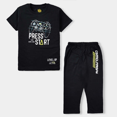 Boys PC Jersey Knitted NightWear Press Start-Jet Black