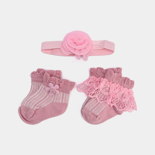 Baby Headband + 2 Pair Socks Set