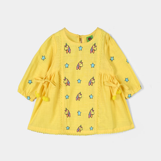 Infant Girls Cotton Emb 2Pcs Baby Unicorn-Yellow