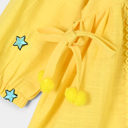 Infant Girls Cotton Emb 2Pcs Baby Unicorn-Yellow