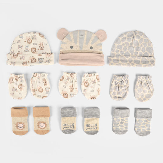 Cap & Sock 9Pcs Newborn Baby Gift Set
