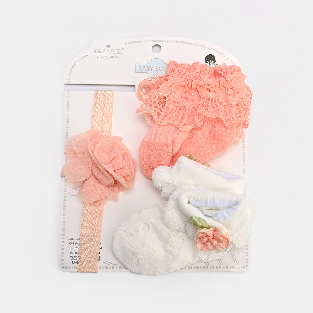 Baby Headband + 2 Pair Socks Set