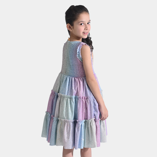 Girl's Fancy Frock Glitter-Multi