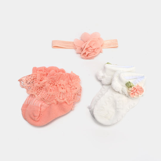 Baby Headband + 2 Pair Socks Set