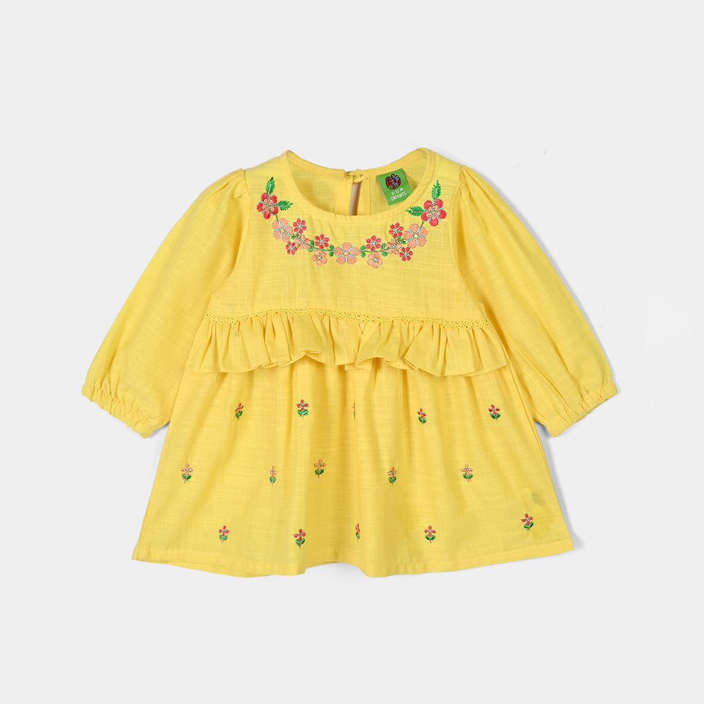 Infant Girls Cotton Emb 2Pcs Noor Blossom-Yellow