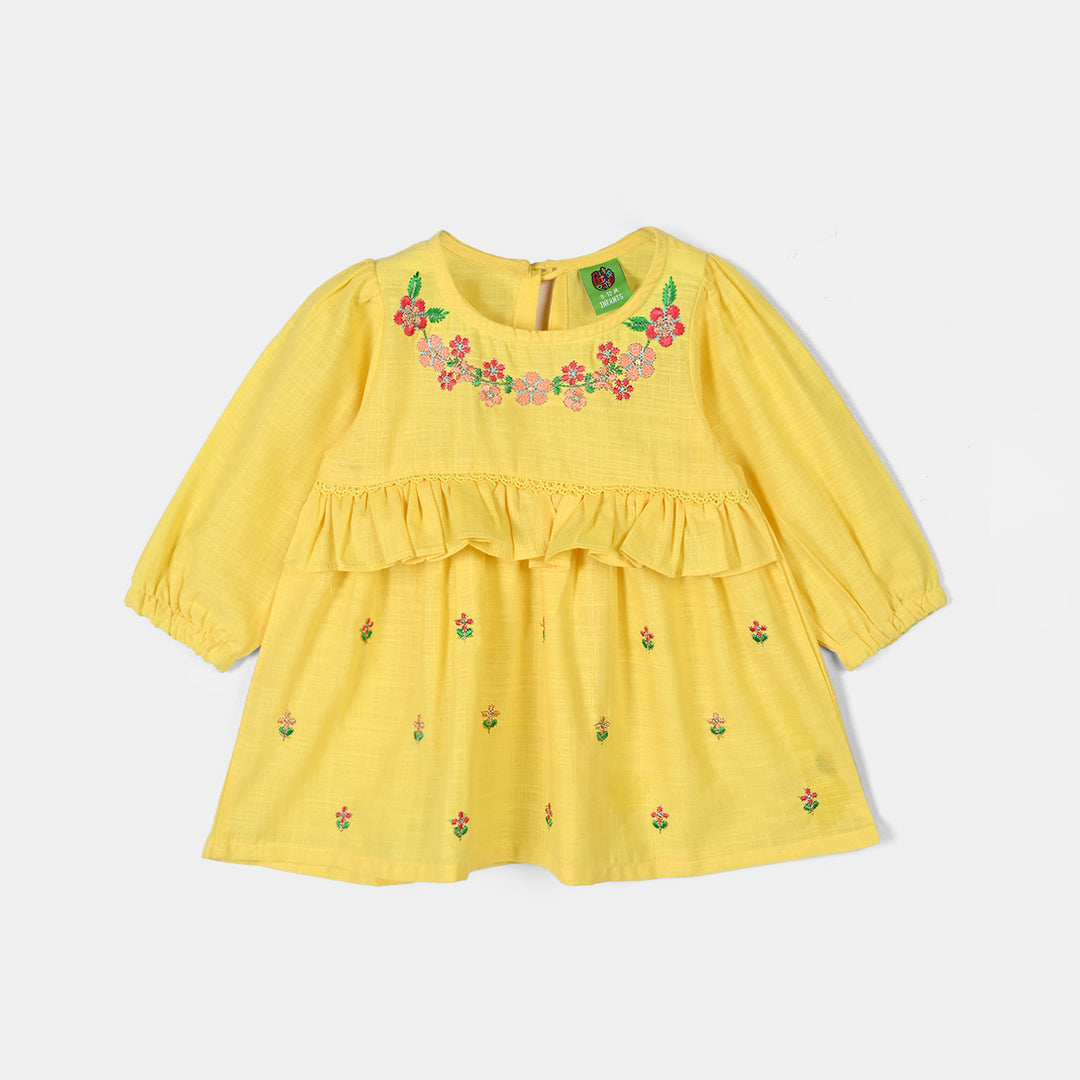 Infant Girls Cotton Emb 2Pcs Noor Blossom-Yellow