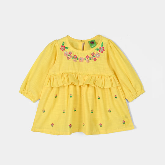 Infant Girls Cotton Emb 2Pcs Noor Blossom-Yellow
