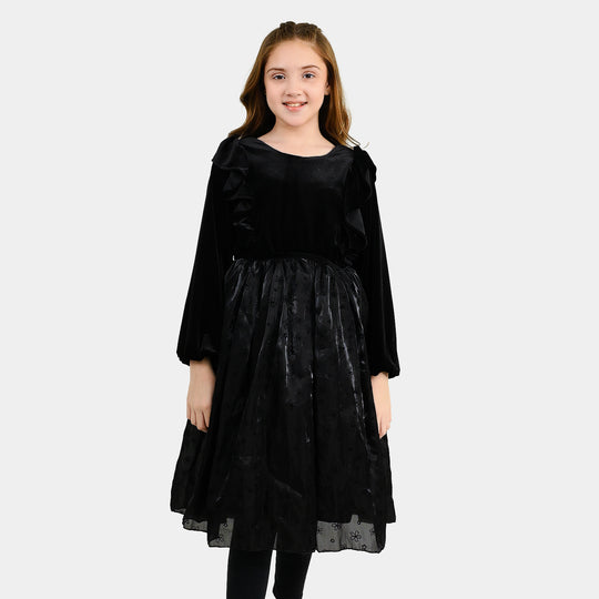 Girls Velvet Fancy Frock Black Beauty - BLACK