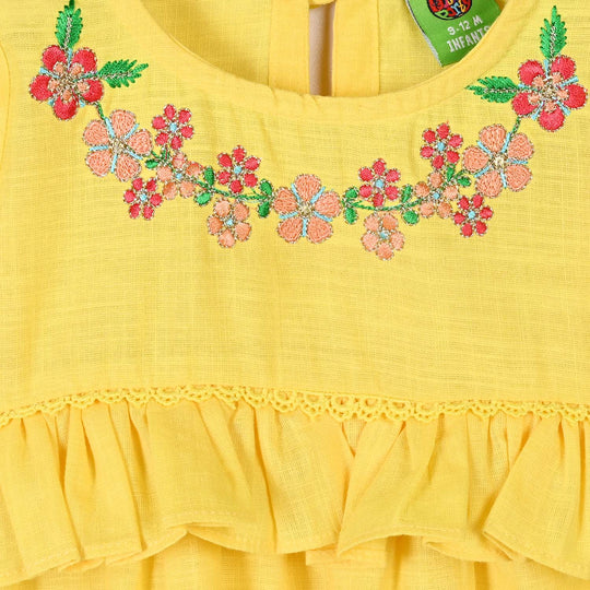 Infant Girls Cotton Emb 2Pcs Noor Blossom-Yellow