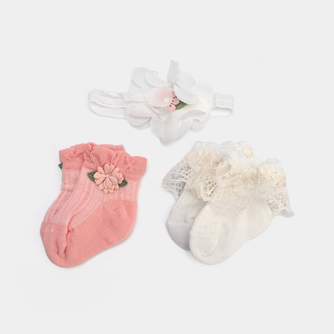 Baby Headband + 2 Pair Socks Set