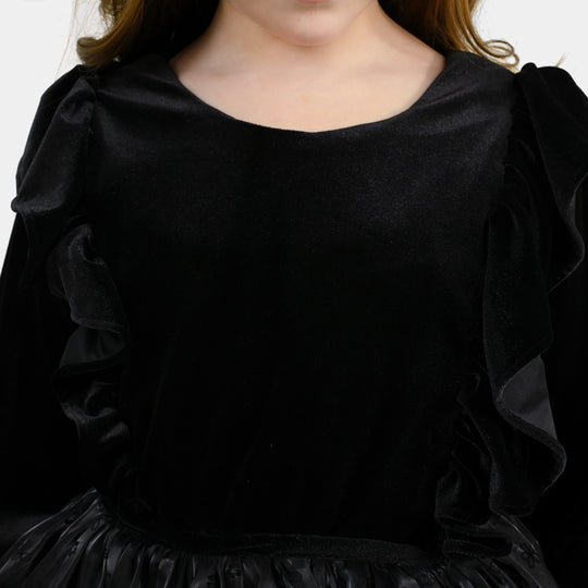 Girls Velvet Fancy Frock Black Beauty - BLACK