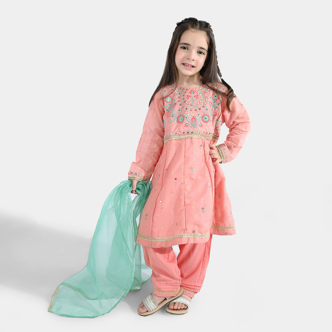 Girls Jacquard 3Pcs Razia-Peach