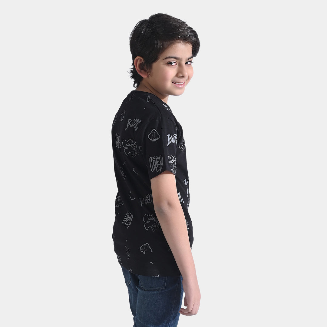 Boys Cotton Jersey  H/S T-Shirt  | Jet Black