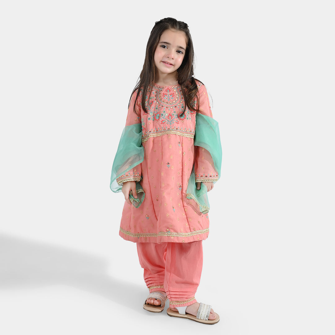 Girls Jacquard 3Pcs Razia-Peach