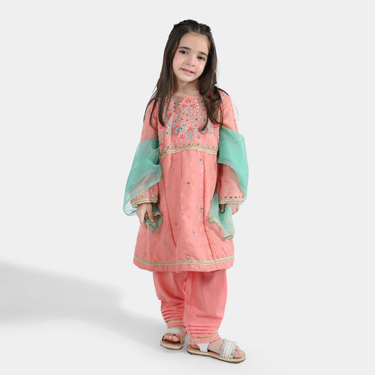 Girls Jacquard 3Pcs Razia-Peach