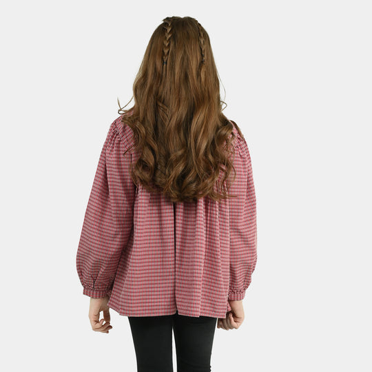 Girls CVC Emb Top Rose-Red