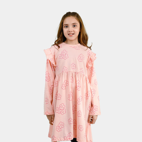 Girls Cotton Jersey Frock Floral Pattern