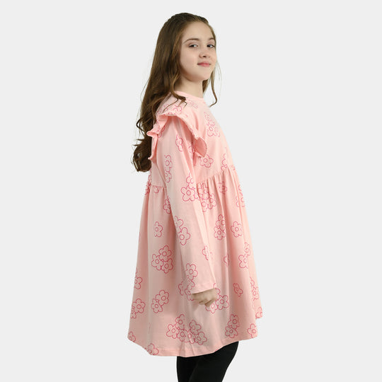 Girls Cotton Jersey Frock Floral Pattern