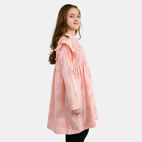 Girls Cotton Jersey Frock Floral Pattern