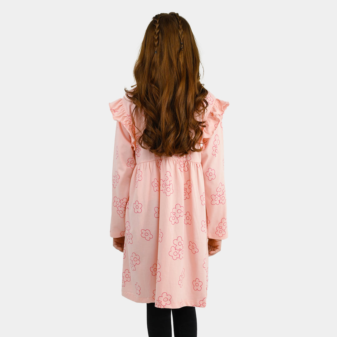Girls Cotton Jersey Frock Floral Pattern