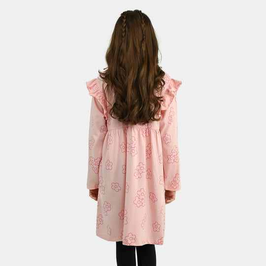 Girls Cotton Jersey Frock Floral Pattern
