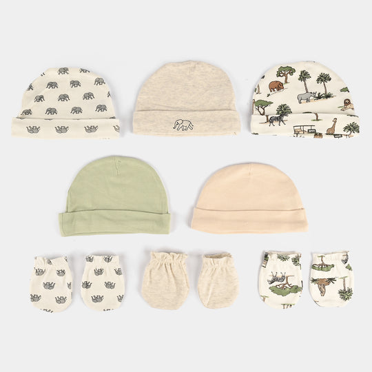 5Pcs Cap & 3Pcs Mitten Set