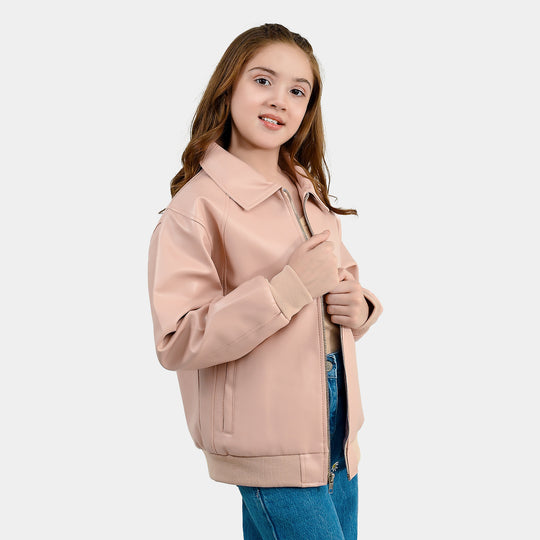 Girls PU Jacket Basic-PINK
