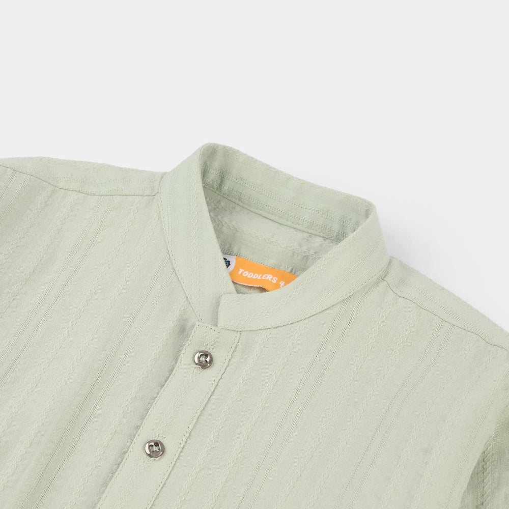 Boys Cotton Jacquard Basic Kurta (Dobby) - Green