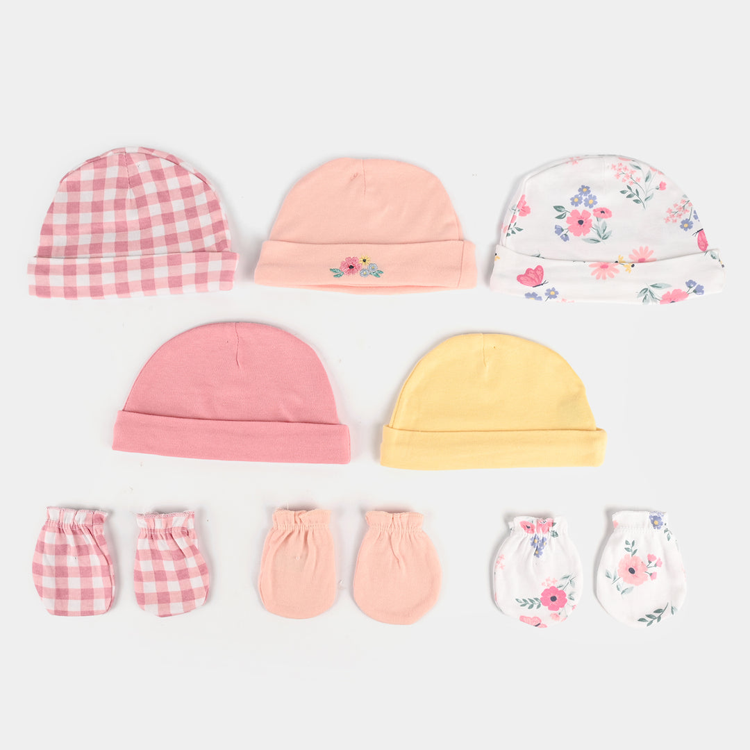 5Pcs Cap & 3Pcs Mitten Set