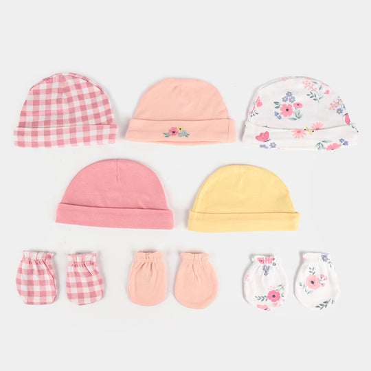 5Pcs Cap & 3Pcs Mitten Set