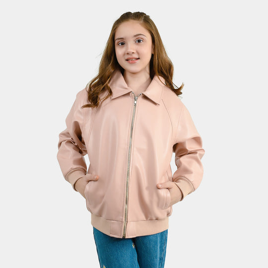 Girls PU Jacket Basic-PINK