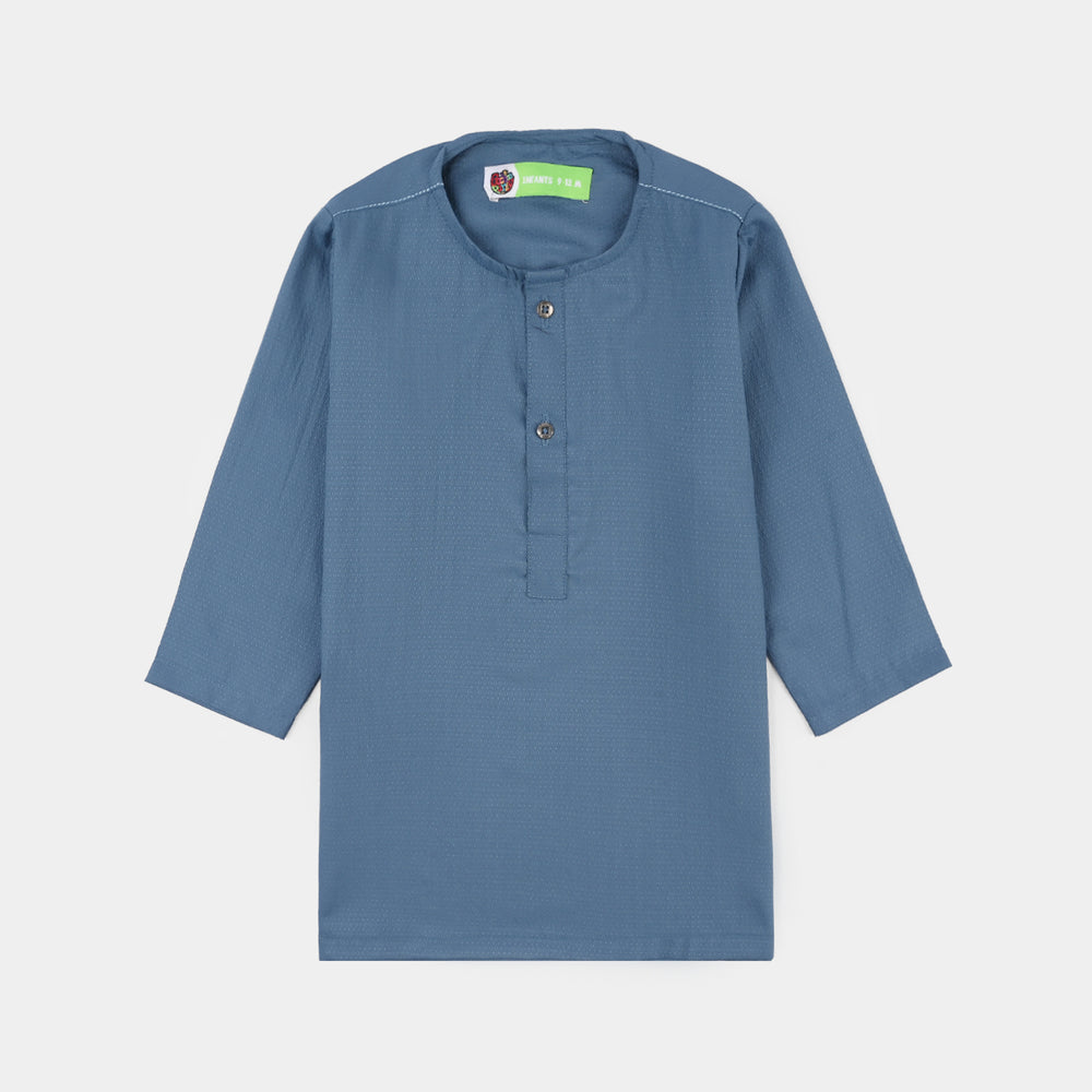 Infant Boys Poly Viscose Kurta Pajama (Dobby) - Grey