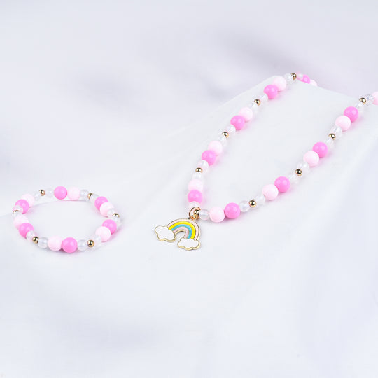 GIRLS ELEGANT BEADED NECKLACE & BRACELET