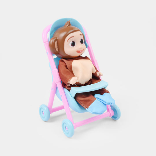 Doll with Toy Stroller Play Set