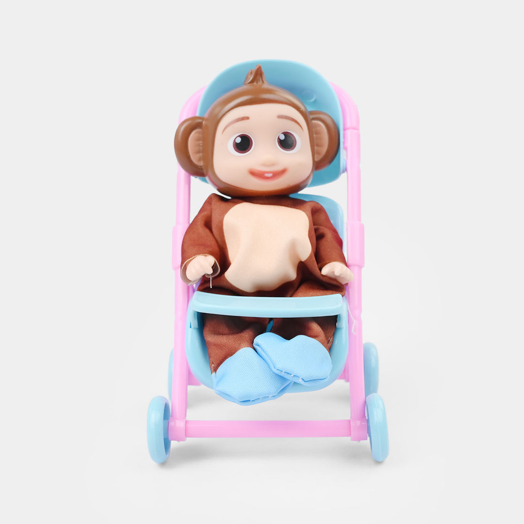 Doll with Toy Stroller Play Set