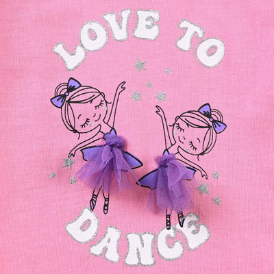 Infant Girls Cotton Jersey T-Shirt Love To Dance-Sachet Pink