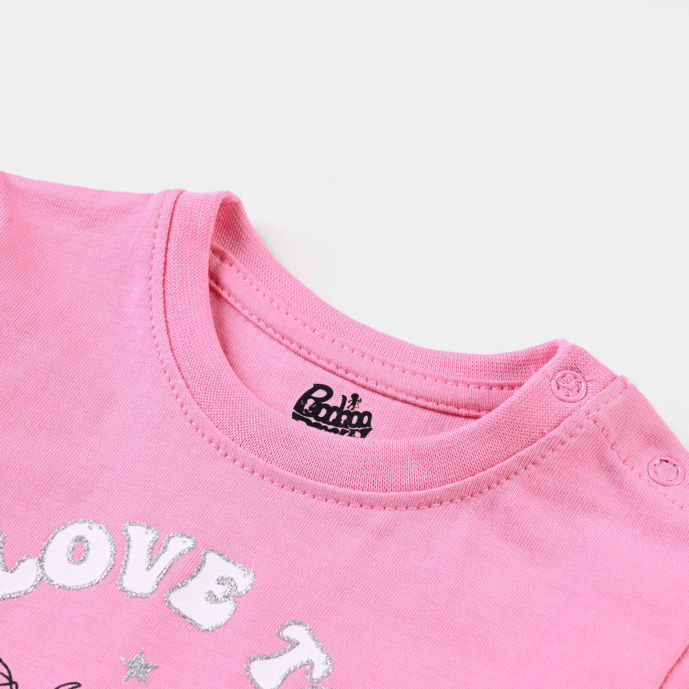 Infant Girls Cotton Jersey T-Shirt Love To Dance-Sachet Pink