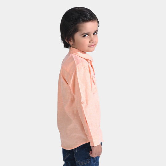 Boys Oxford Casual Shirt-Peach