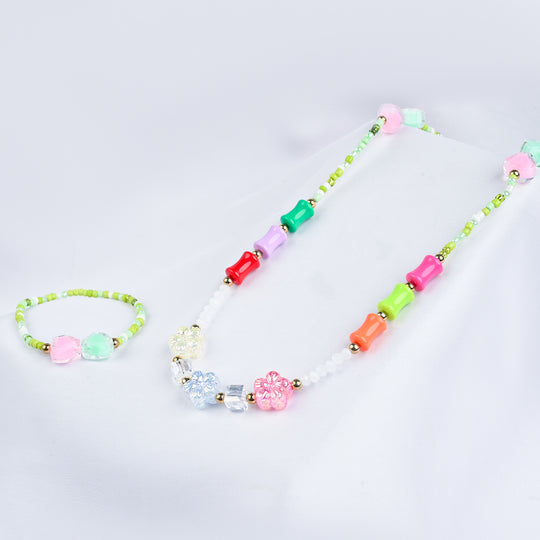 GIRLS ELEGANT BEADED NECKLACE & BRACELET