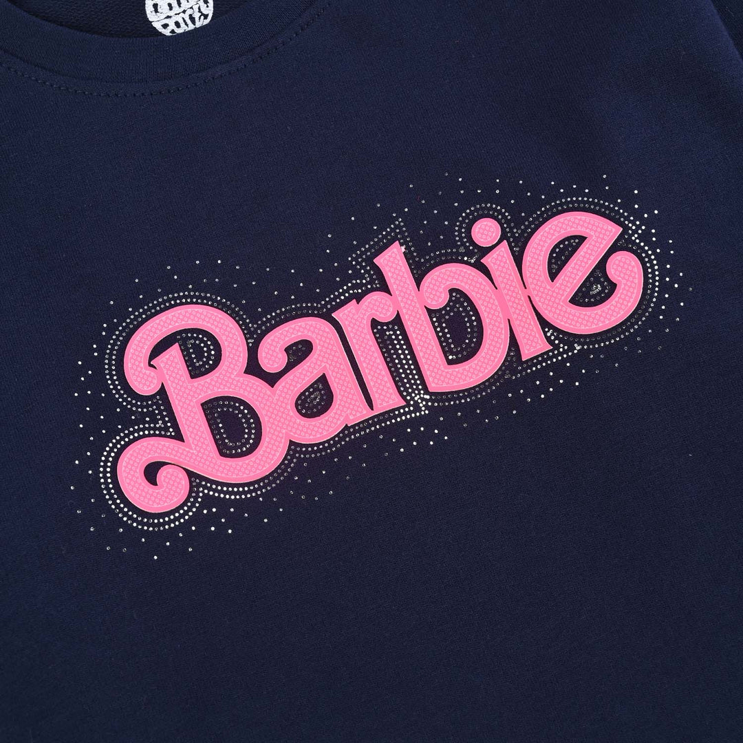 Girls Cotton Terry T-Shirt F/S-NAVY