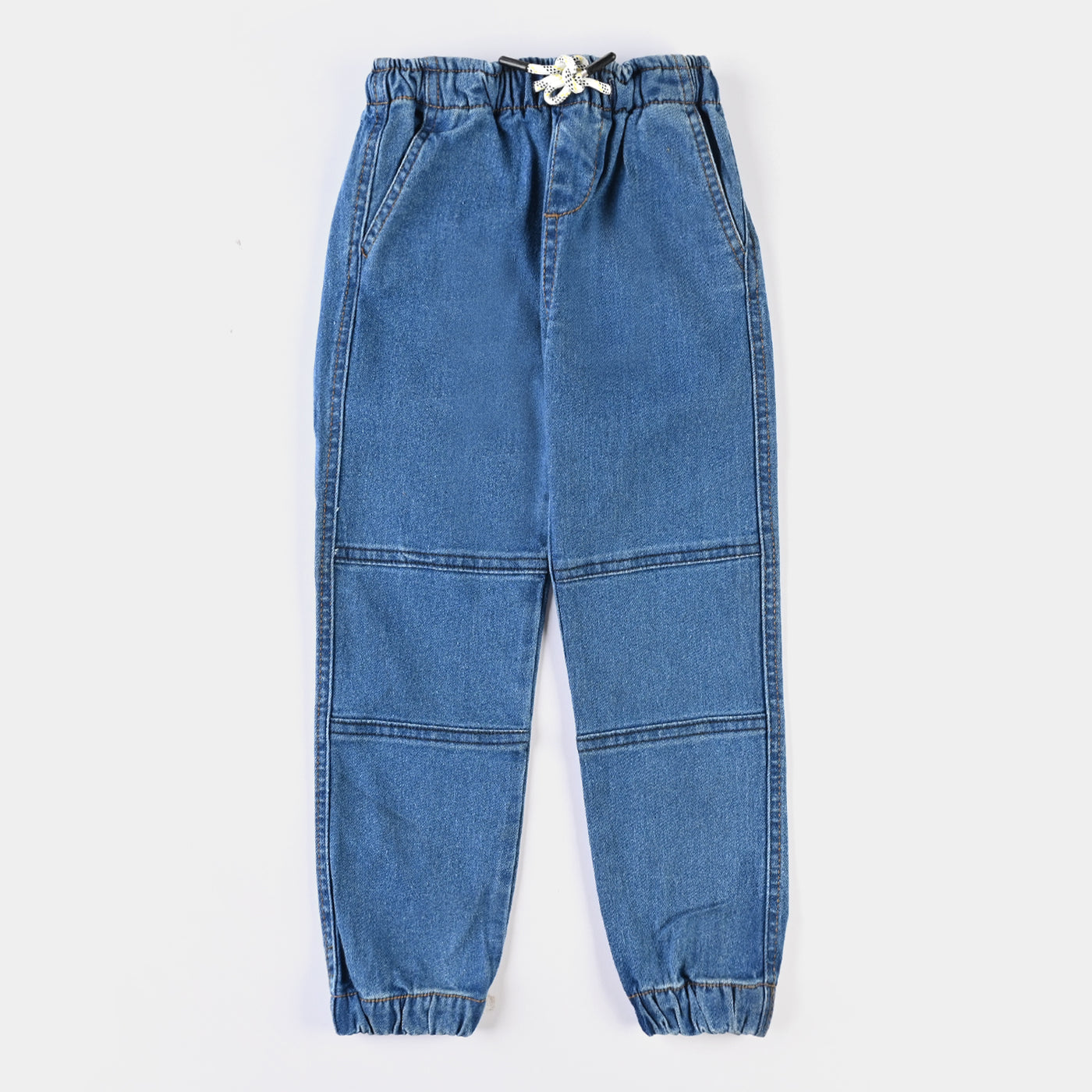 Boys Denim Stretch Pant Contrast Cargo-Mid Blue