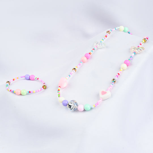 GIRLS ELEGANT BEADED NECKLACE & BRACELET