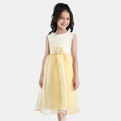 Girls Poly Satin Fancy Frock Sweety Pie-Peach