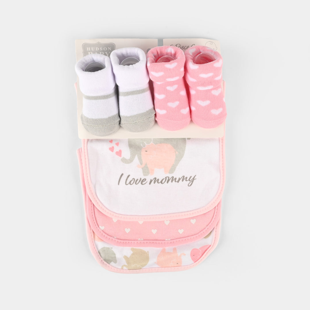 Baby Bib Set 3Pcs with 2 Pair of Socks