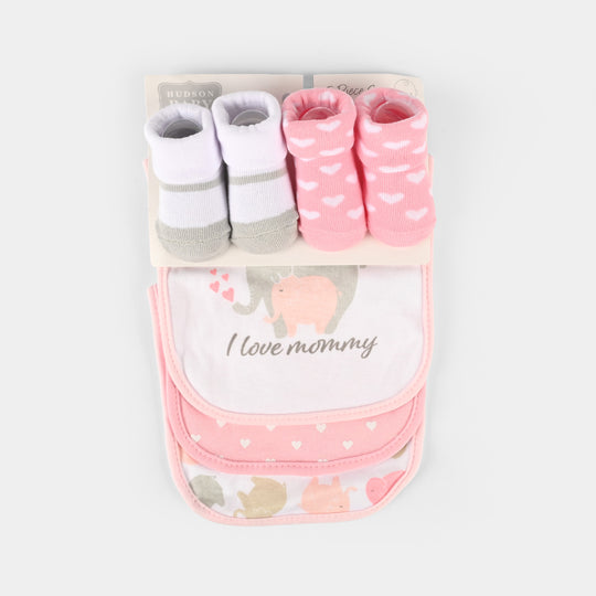 Baby Bib Set 3Pcs with 2 Pair of Socks