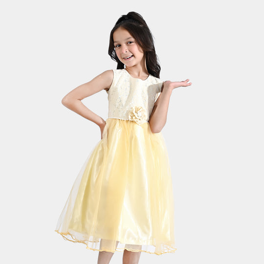 Girls Poly Satin Fancy Frock Sweety Pie-Peach