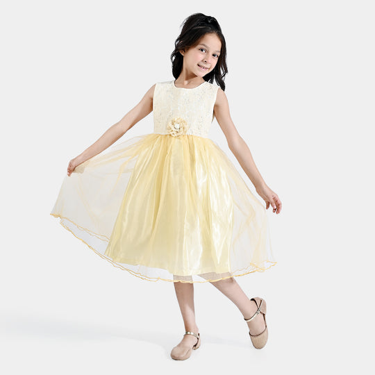 Girls Poly Satin Fancy Frock Sweety Pie-Peach