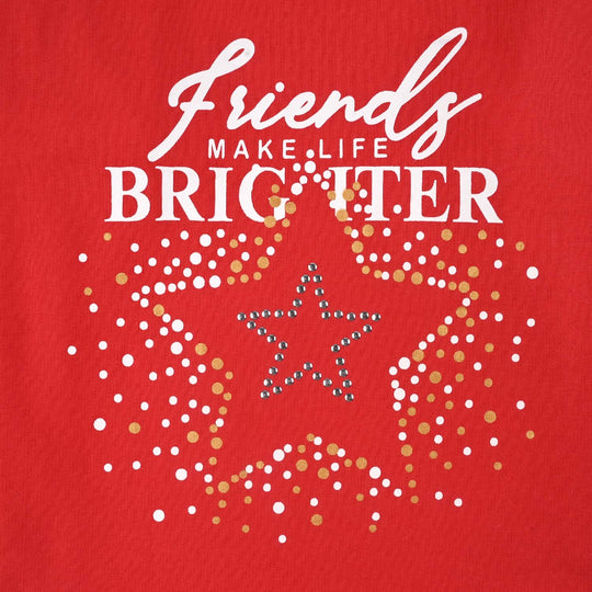 Girls Cotton Terry T-Shirt F/S Friends-Chines.Red
