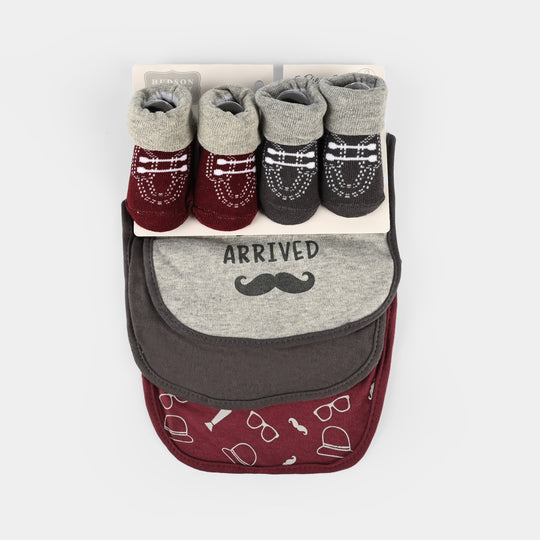 Baby Bib Set 3Pcs with 2 Pair of Socks